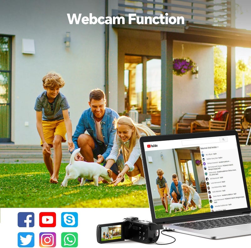 FIREFOTO Camcorder Video Camera, Digital Camera 42MP 4K Camera for Vlogging with 18X Digital Zoom 3” 270° Rotation Screen Cam Corder for YouTube with 2 Batteries, 32GB SD Card, Remote Control - Image 5